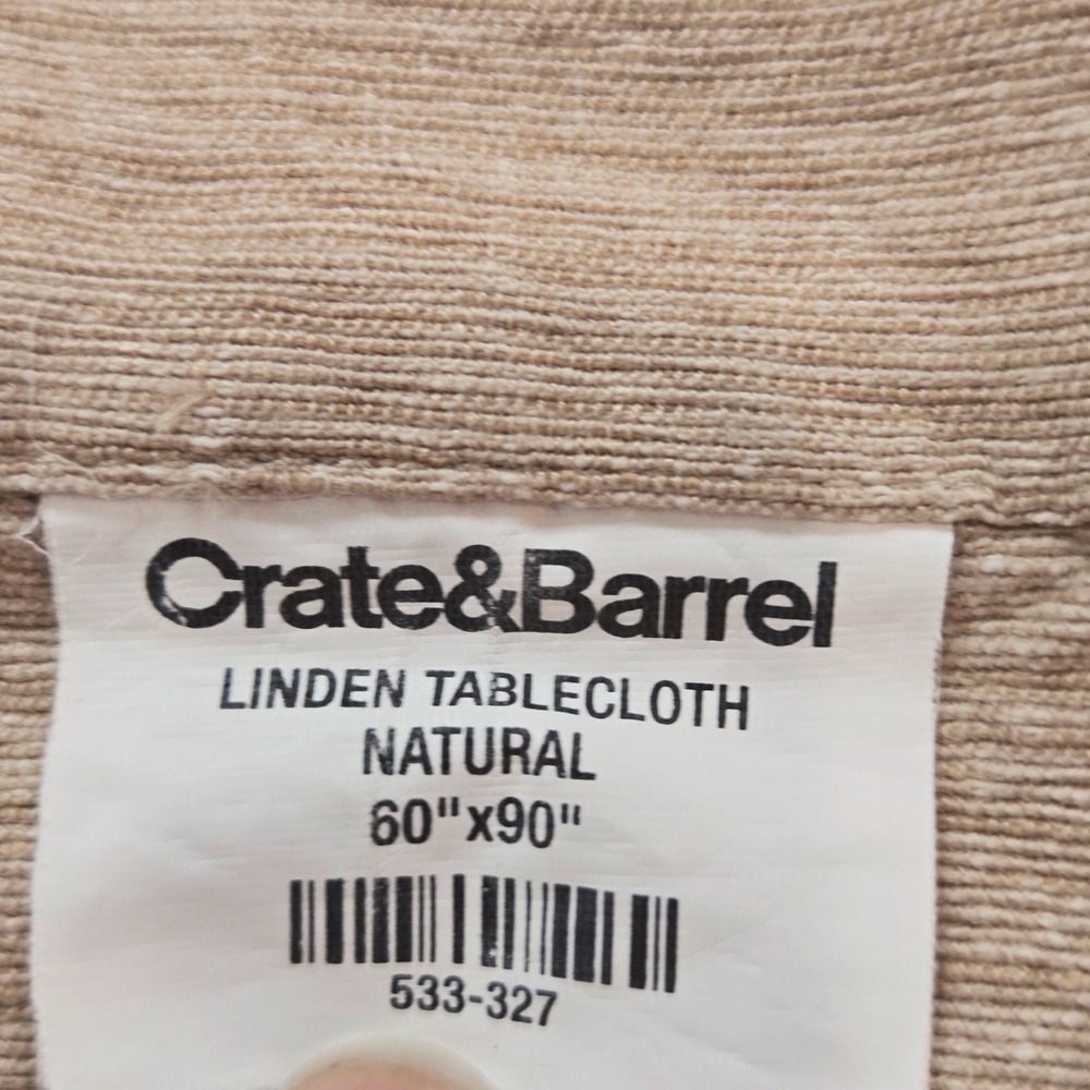Crate & Barrel Linden Tablecloth Natural Beige 60x90 Cotton Rayon Blend Casual